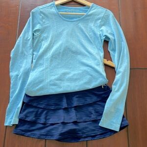 Under Armour Blue Fitted Long Sleeve shirt with Head tennis ruffle skort